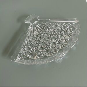 Vintage Avon Clear Glass Folding Fan Shaped Dish | Candy, Soap, Decorative